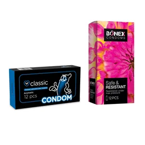 کاندوم بونکس مدل Safe & Resistant بسته 12 عددی به همراه کاندوم Condom مدل Classic بسته 12 عددی
