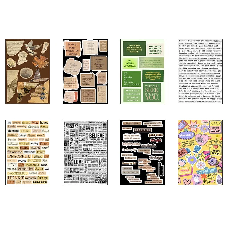 پوستر کارنيکا طرح متون انگلیسی English word کد 71626 مجموعه 8 عددی