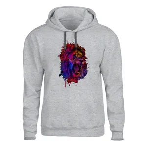 هودی مردانه مدل شیر کد SH31 رنگ طوسی