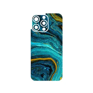 MAHOOT Turquoise marblewith golden streaks Cover Sticker for Apple iPhone 15 Pro Max