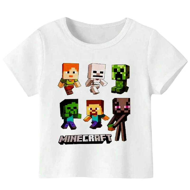 تی شرت آستین کوتاه دخترانه مدل ماینکرفت کد WS53