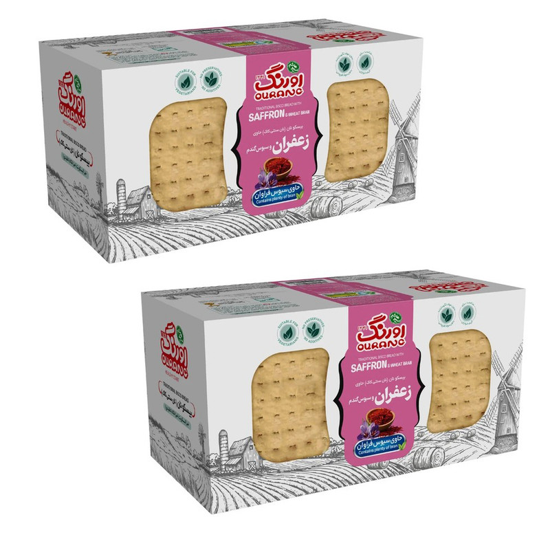بیسکویت سنتی  حاوی سبوس و زعفران اورنگ - 380 گرم  بسته 2 عددی
