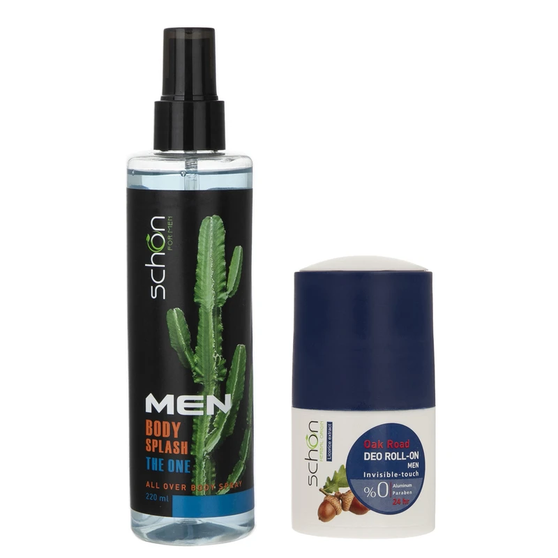 بادی اسپلش مردانه شون مدل THE ONE حجم 220 میلی لیتر به همراه رول ضد تعریق مردانه شون مدل Oak Road حجم 50 میلی لیتر