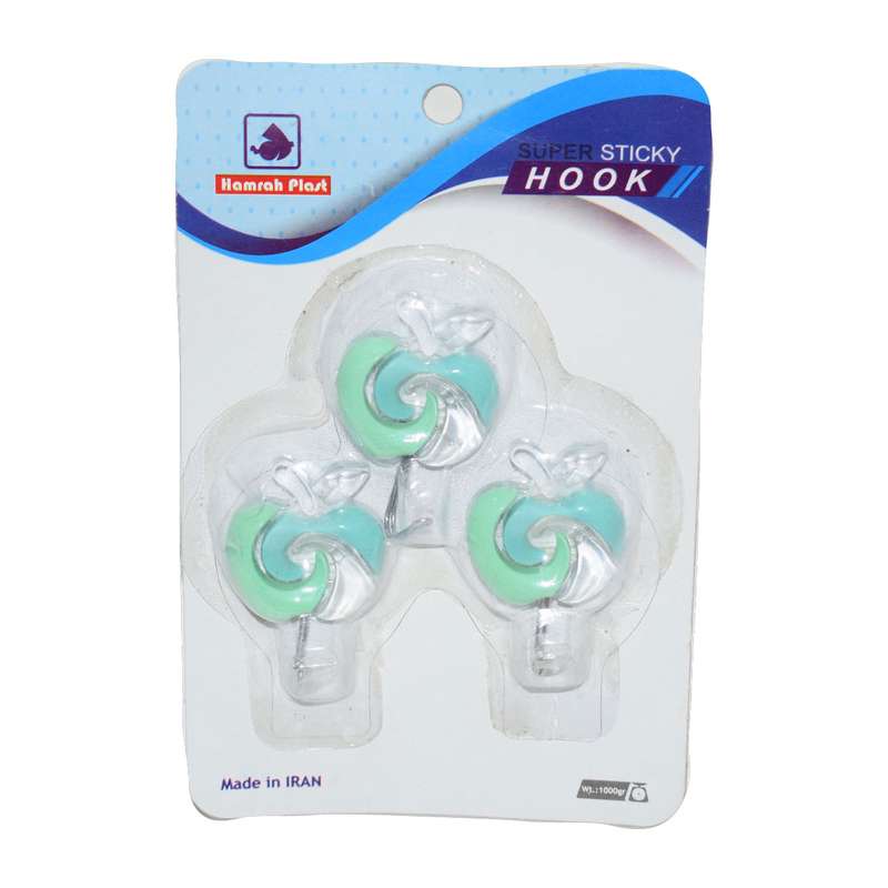 قلاب آویز آشپزخانه  همراه پلاست مدل آبنباتی بسته 3 عددی