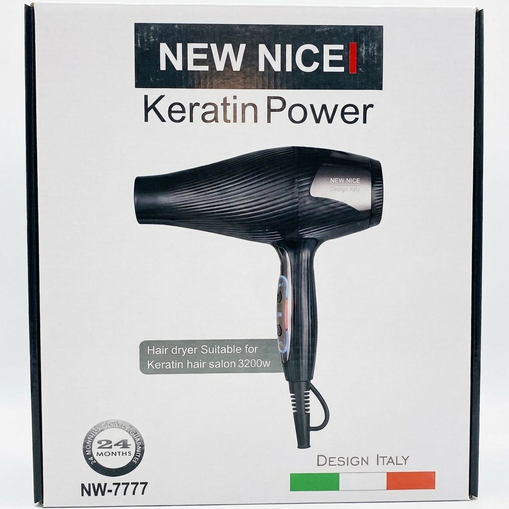 سشوار حرفهای نیو نایس مدل NW با موتور AC ایتالیایی 3200 وات، سه حالت دما و دو سرعت، مناسب براشینگ و حالتدهی حرفهای سشوار حرفهای نیو نایس مدل NW با موتور AC ایتالیایی 3200 وات، سه حالت دما و دو سرعت، مناسب براشینگ و حالتدهی حرفهای