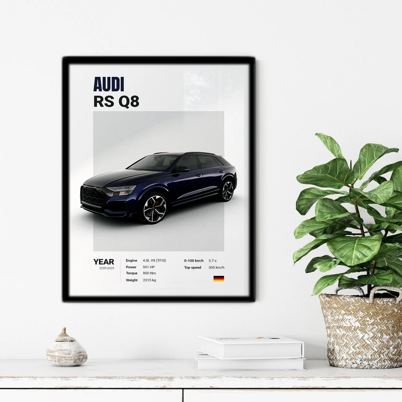 تابلو آتریسا طرح ماشین AUDI مدل ATC49 فریم مشکی