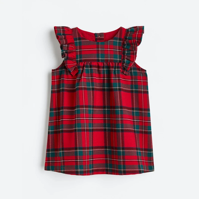 پیراهن دخترانه مدل چهارخانه یلدا PK-RD-01