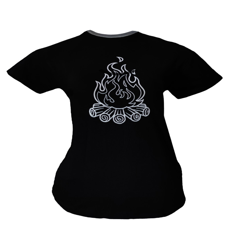 تی شرت آستین کوتاه زنانه مدل پنبه طرح هیزم و آتش رنگ مشکی