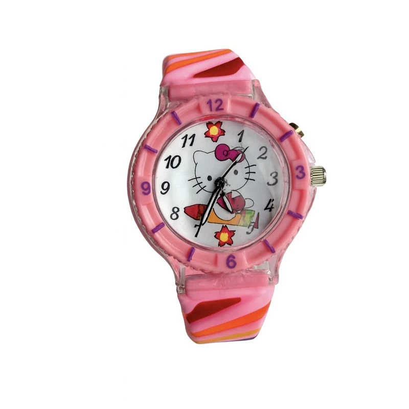 ساعت مچی عقربه‌ای کوارتز دخترانه مدل چراغدار هلوکیتی کد 002