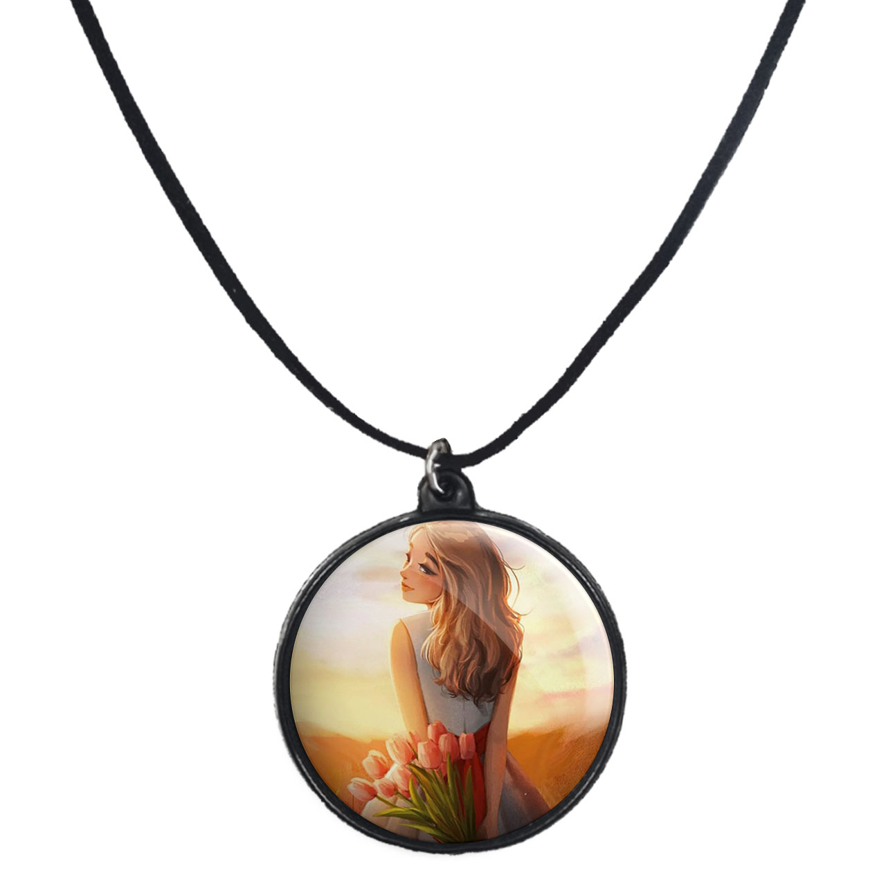 گردنبند پرمانه طرح دخترونه کد pmb.23392 مدل دو طرفه