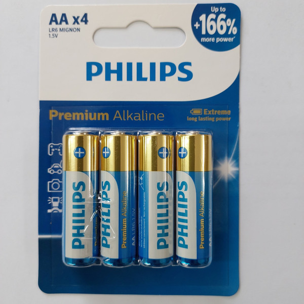 باتری قلمی فیلیپس مدل Premium Alkaline LR6M4B بسته چهار عددی