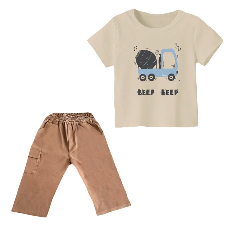 ست تی شرت و شلوارک پسرانه مدل ماشین کد ۱۱