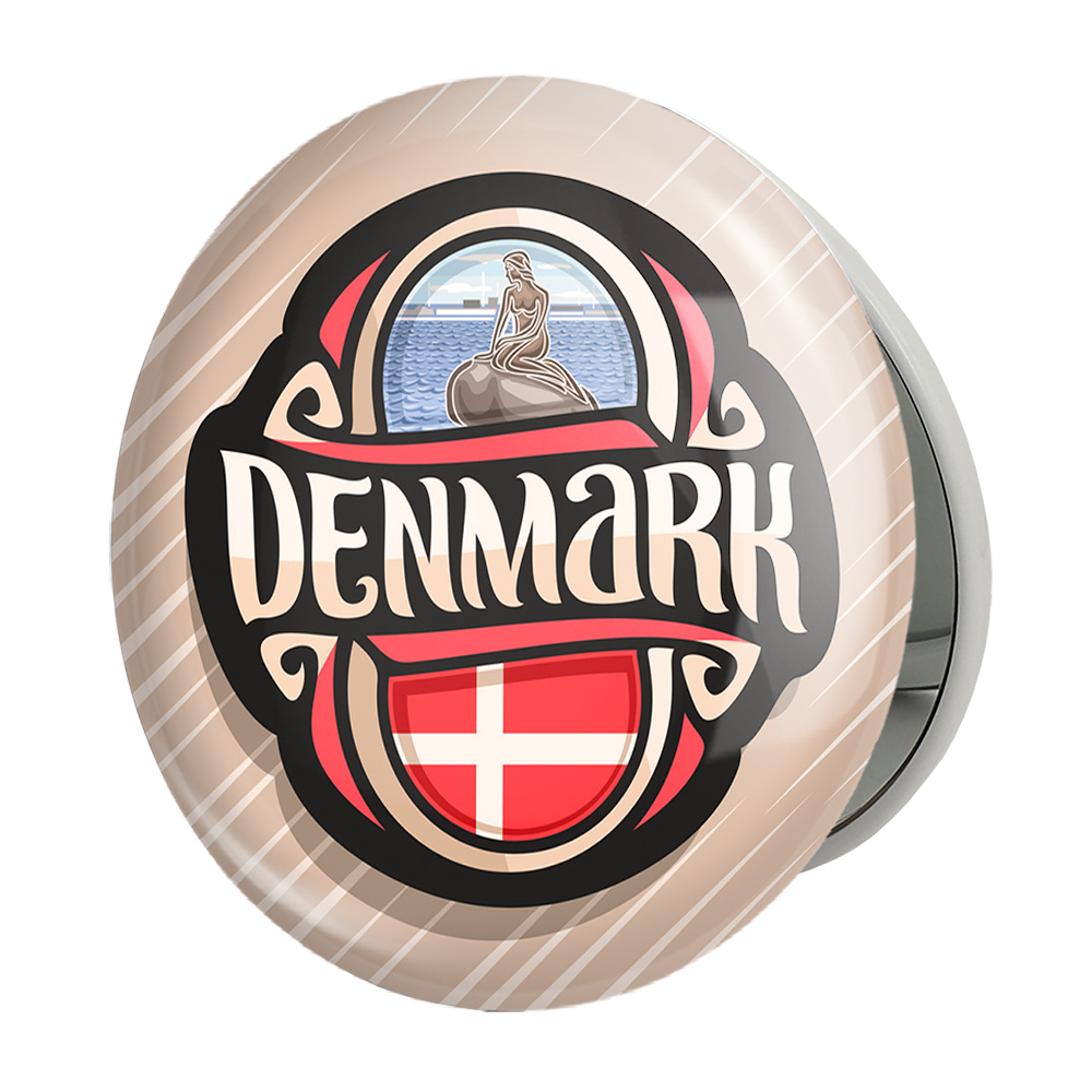 آینه جیبی خندالو طرح پرچم دانمارک مدل تاشو کد 20663 