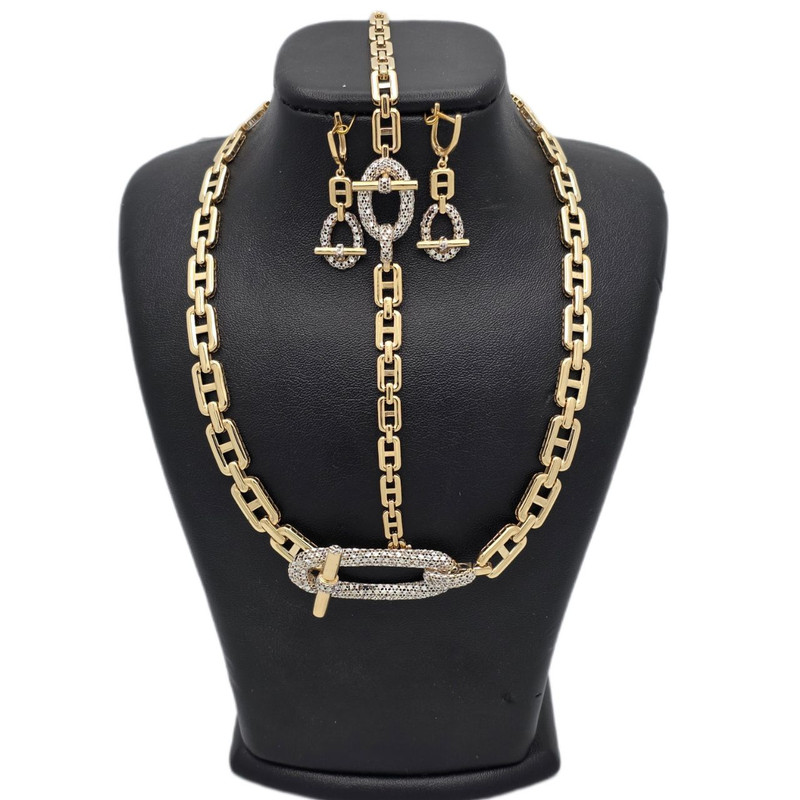 نیم ست طلا کم اجرت 18 عیار زنانه طلا و شمش برلیان مدل هرمس