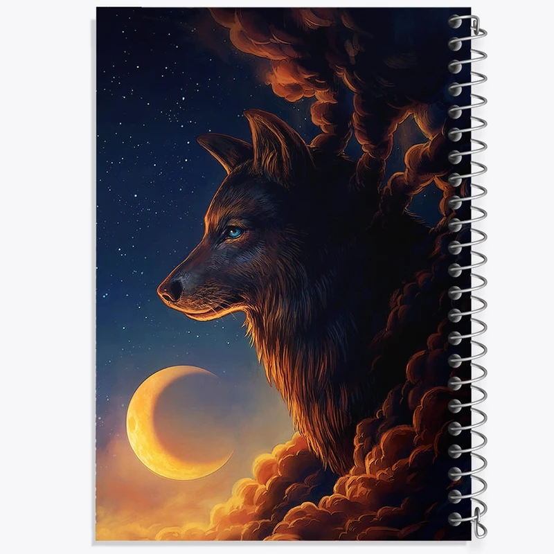 دفتر مشق 50 برگ خندالو طرح گرگ و ماه کد F2176