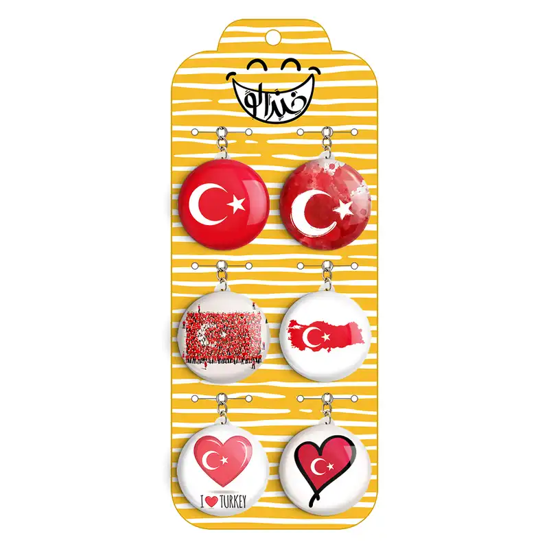 جاکلیدی خندالو مدل پرچم ترکیه کد 1219B مجموعه 6 عددی