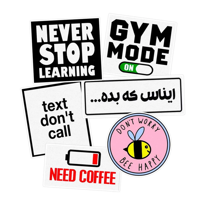   استیکر لپ تاپ ماسا دیزاین طرح COFFEE کد COLSA مجموعه 6 عددی