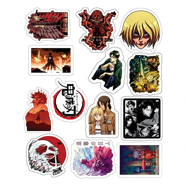استیکر لپ تاپ توییجین و موییجین طرح Attack on titan کد 13 مجموعه 13 عددی