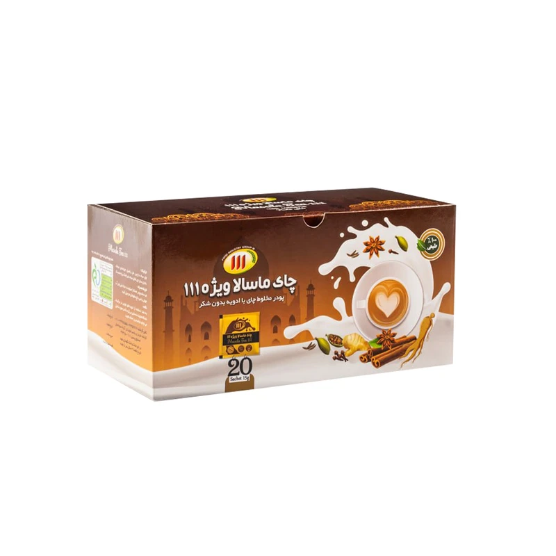 پودر چای ماسالا بدون شکر 111- 300 گرم بسته 20 عددی