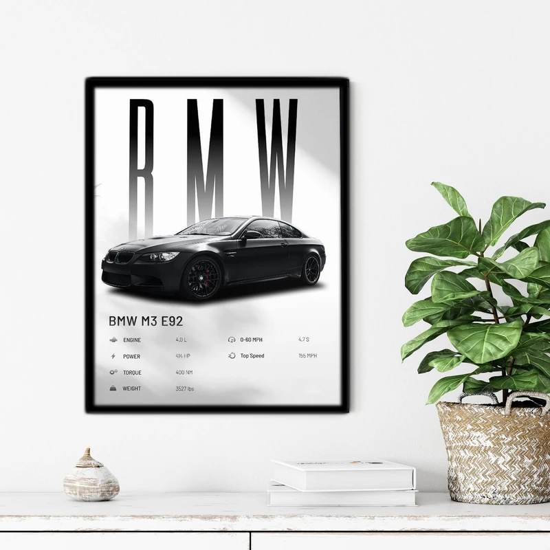 تابلو آتریسا طرح ماشین BMW مدل ATC115 فریم مشکی