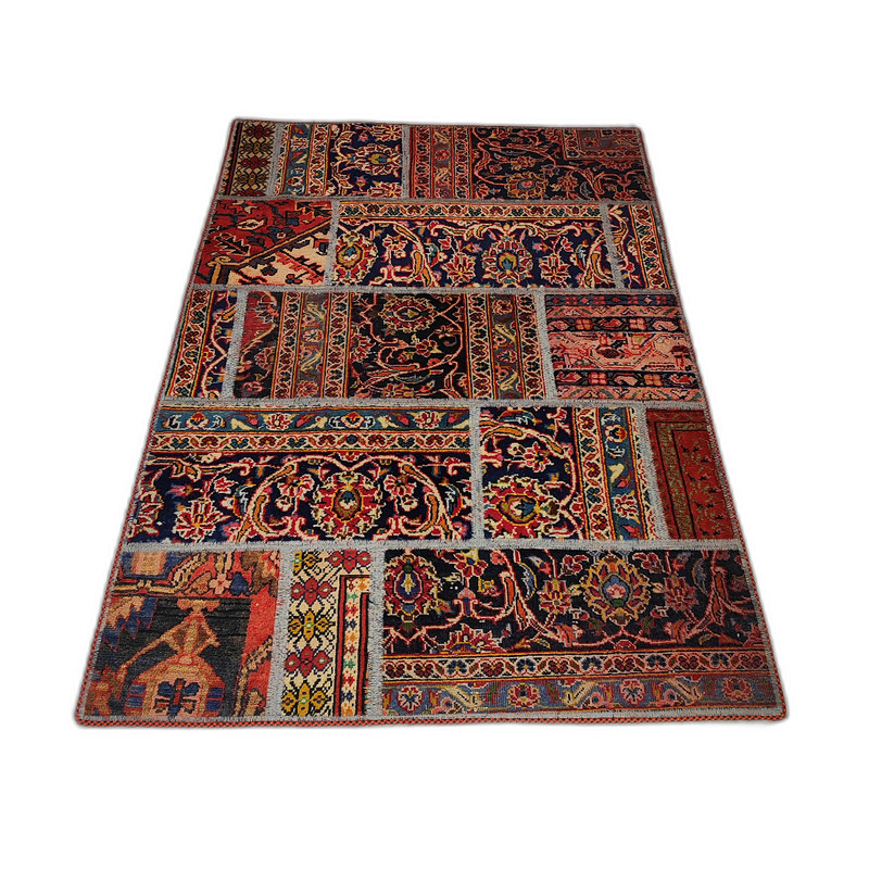 کلاژ فرش دستبافت یک و نیم متری مدل چهل تکه کد NKP.CO.V.1.5