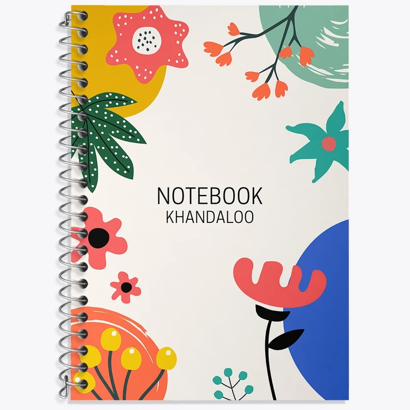 دفتر زبان 50 برگ خندالو مدل دو خط طرح مینیمال گل کد N1333