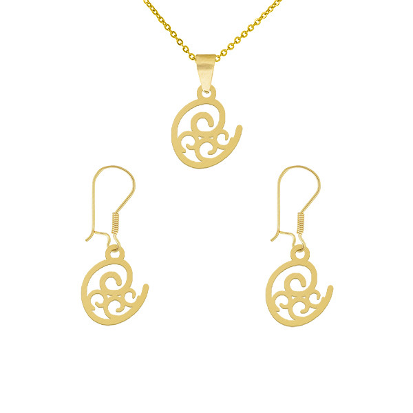 نیم ست طلا 18 عیار زنانه طلای کامک طرح موج