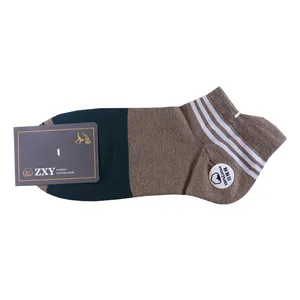 جوراب مدل مچی سه خط پاشنه رنگ قهوه ای روشن