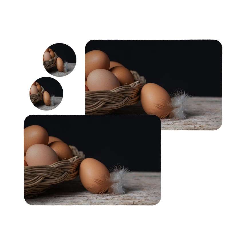 زیربشقابی طرح تخم مرغ کد 8334 مجموعه 2 عددی همراه زیر لیوانی