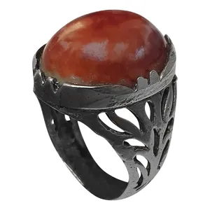 انگشتر نقره مردانه مدل عقیق حجرالسلطان بحرینی AHB2122