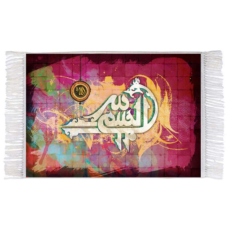 فرش ماشینی دیوارکوب اطلس آبی طرح بسم الله مدل T3323