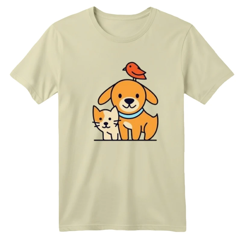 تی شرت آستین کوتاه بچگانه مدل سگ و گربه کد 3