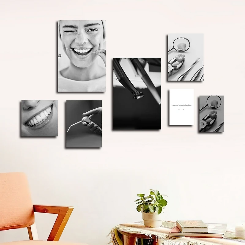 تابلو شاسی بکلیت طرح لبخند و دندانپزشکی مدل SH-2277 مجموعه 7 عددی