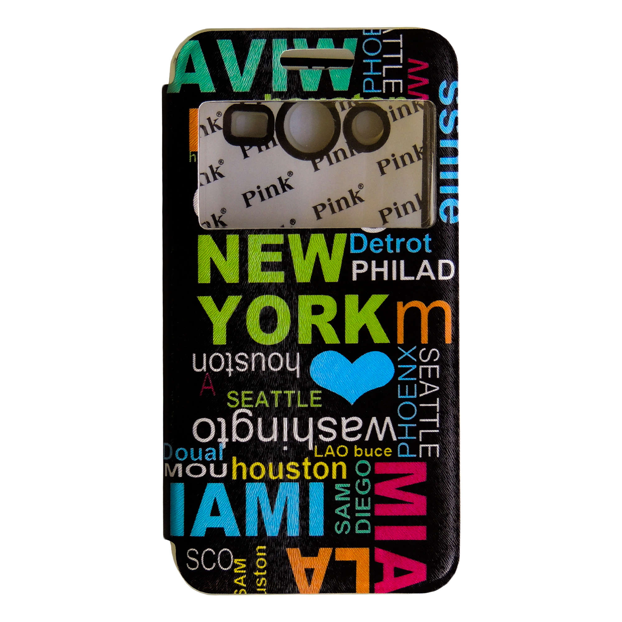کیف کلاسوری پینک طرح NEW YORK مناسب برای گوشی موبایل هوآوی Galaxy Core 2 G355H