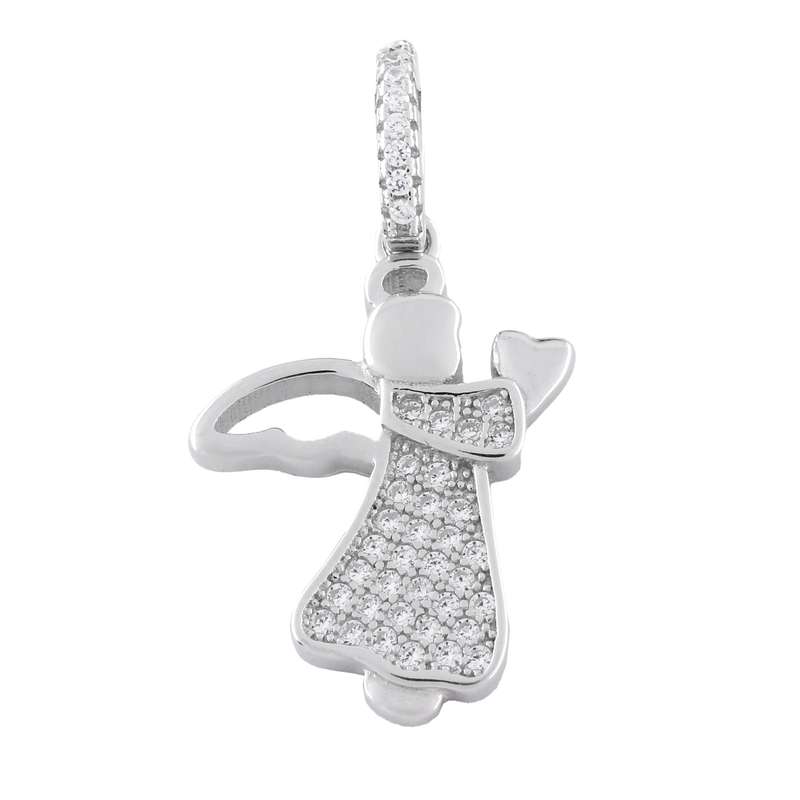 آویز گردنبند نقره زنانه مدل قلب و فرشته کد SLP-71