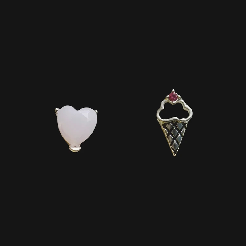 پیرسینگ گوش زنانه مدل قلب دو عدد در یک پک کد 001