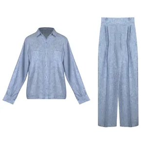 ست شومیز و شلوار زنانه مدل لینن دو نخ کد AK1362 