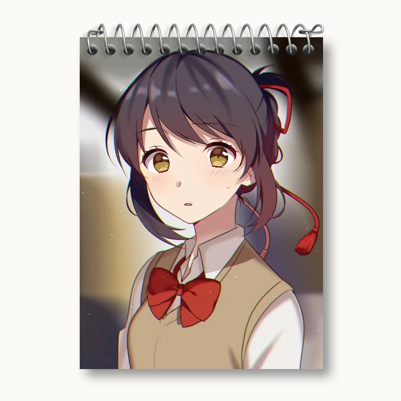 دفتر یادداشت 50 برگ خندالو مدل میتسویا میامیزو انیمه یورنیم Your Name کد 16296