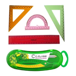 ست گونیا مدل شقایق به همراه پرگار مجموعه 5 عددی