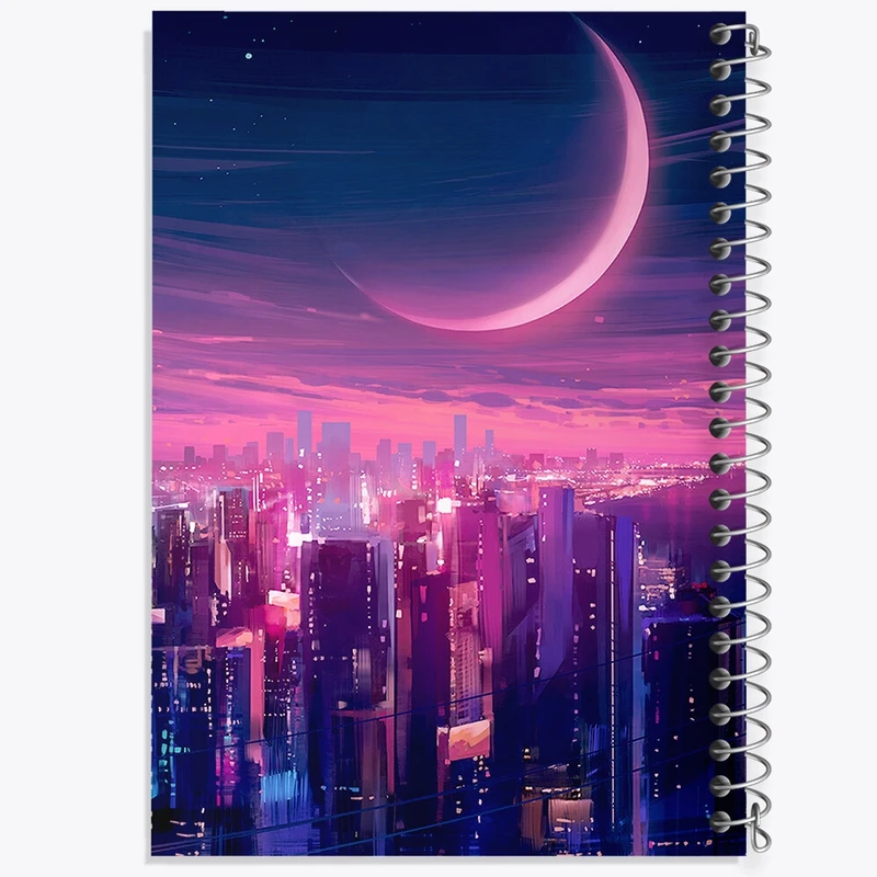 دفتر مشق 100 برگ خندالو طرح ماه و شهر کد F335