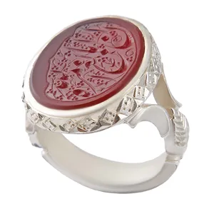 انگشتر نقره مردانه بازرگانی میلادی مدل عقیق خطاطی رکاب دست ساز کد AM_2706