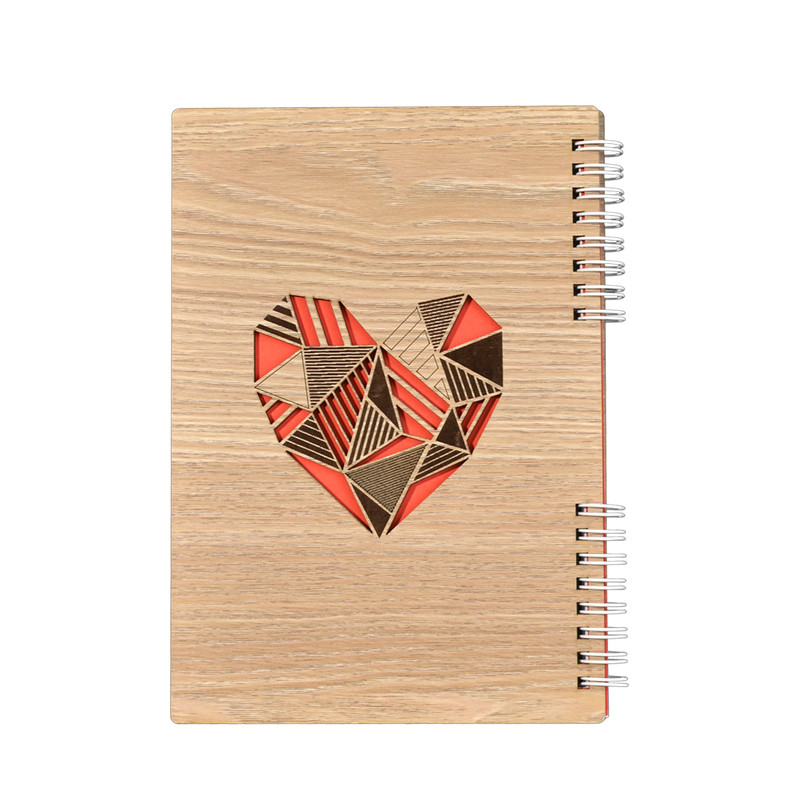 دفتر یادداشت 50 برگ مدل چوبی طرح قلبی