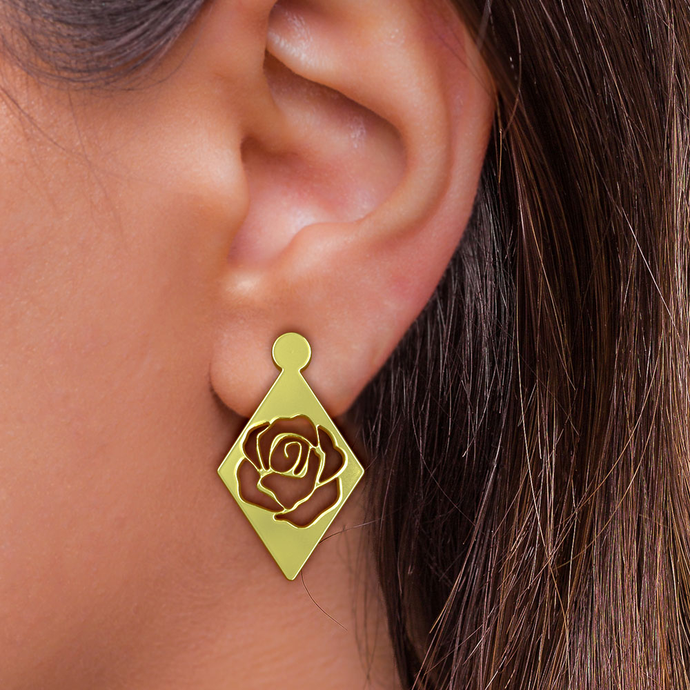 گوشواره طلا 18 عیار زنانه مدوپد مدل گل کد GA1-11304