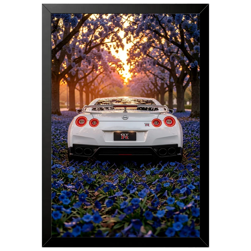تابلو بکلیت طرح ماشین و خودرو نیسان NISSAN GT-R R35 مدل B-pe130175 فریم مشکی