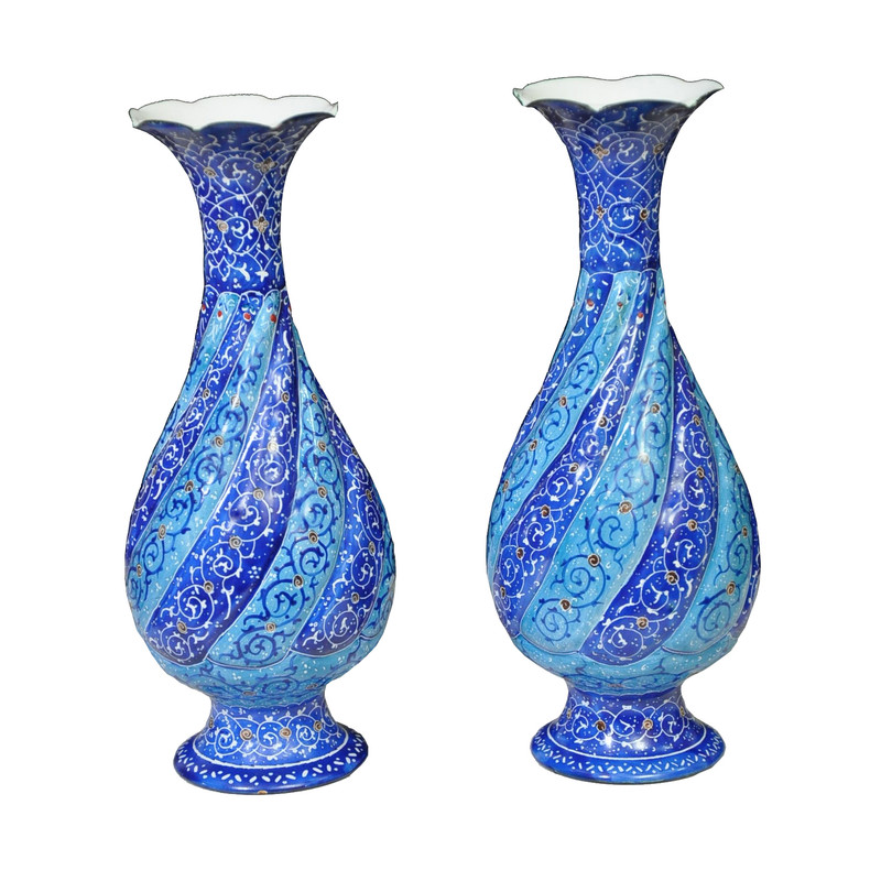 گلدان میناکاری مدل اسلیمی کد 20 AA بسته 2 عددی 
