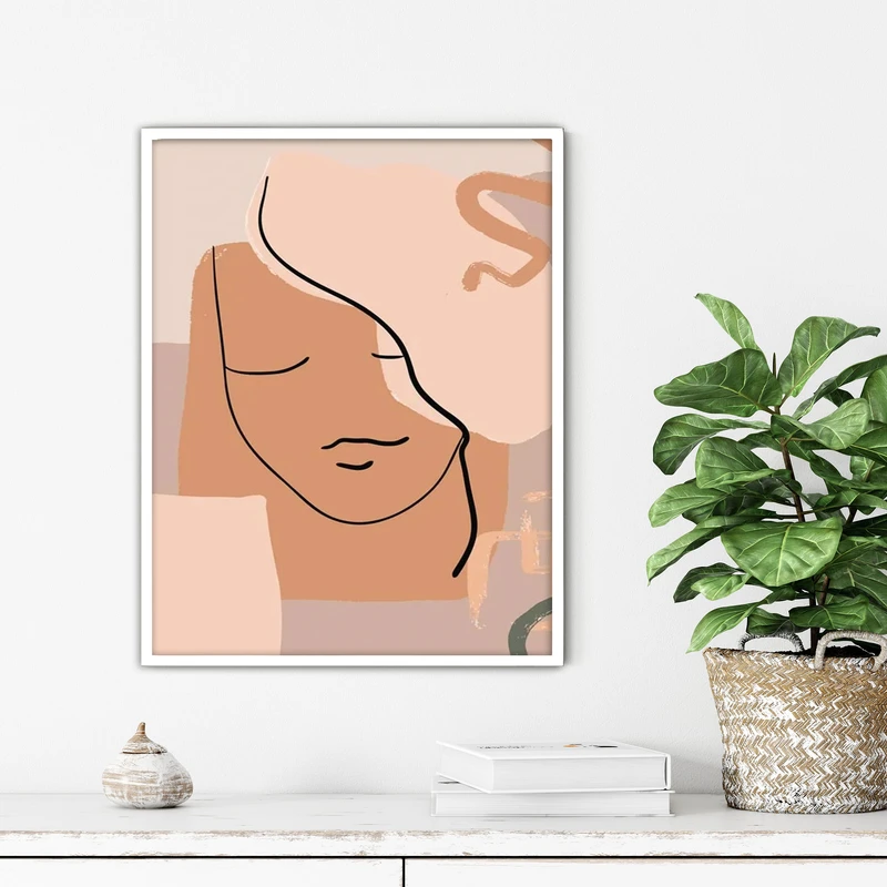 تابلو آتریسا طرح لاین آرت مدرن مدل ATFL55 فریم سفید