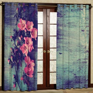 پرده گل دار مدل هازان پانچی کد 2423 سایز 140x200 سانتی متر
