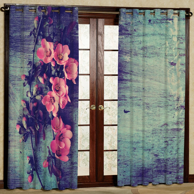 پرده گل دار مدل هازان پانچی کد 2423 سایز 140x200 سانتی متر