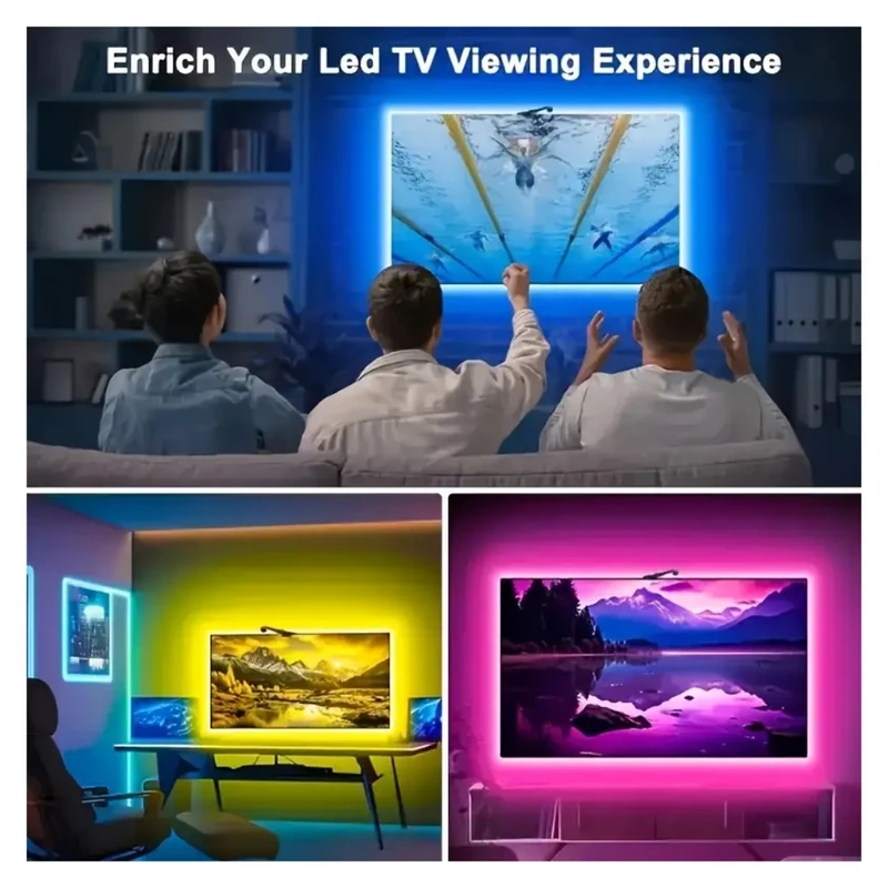 عکس شماره 10 : ریسه ال ای دی دریم لایت مدل پشت تی وی rgb طول 2.5 متر به همراه سنسور چشمی