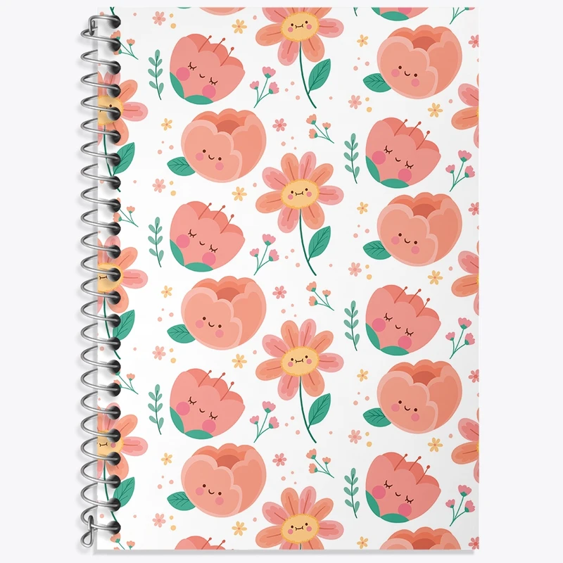 دفتر زبان 50 برگ خندالو مدل سه خط طرح گل گلی کد N345